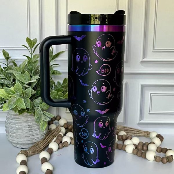 (20 pcs ) US Warehouse 2-7 Day 40oz Chroma burshed (blue and purple) tumbler with handle H2.0 Blank Stainless Steel Vacuum Cup with Powder Coating, Suitable for Laser Engraving