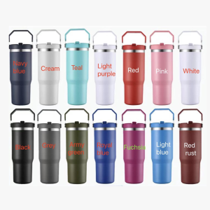 China to USA Sea freight 28 Days 30oz/20oz Flip straw handle lid water bottles Blank Powder-Coated Vacuum Stainless Steel Tumbler Laser engraving