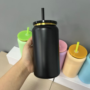 China to USA Sea freight 28 Days 16oz Gold plated soda tumblers Laser Engraving Powder Coated Vacuum Tumbler