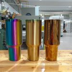 (20 pcs ) US Warehouse 2-7 Day 40oz Gold mirror plated tumbler with handle H2.0 Powder-coated vacuum stainless steel car tumbler, great for laser engraving