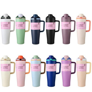 China to USA Sea freight 28 Days 40oz New 2in1 handle tumblers Laser Engravable Powder Coat Vacuum Tumbler