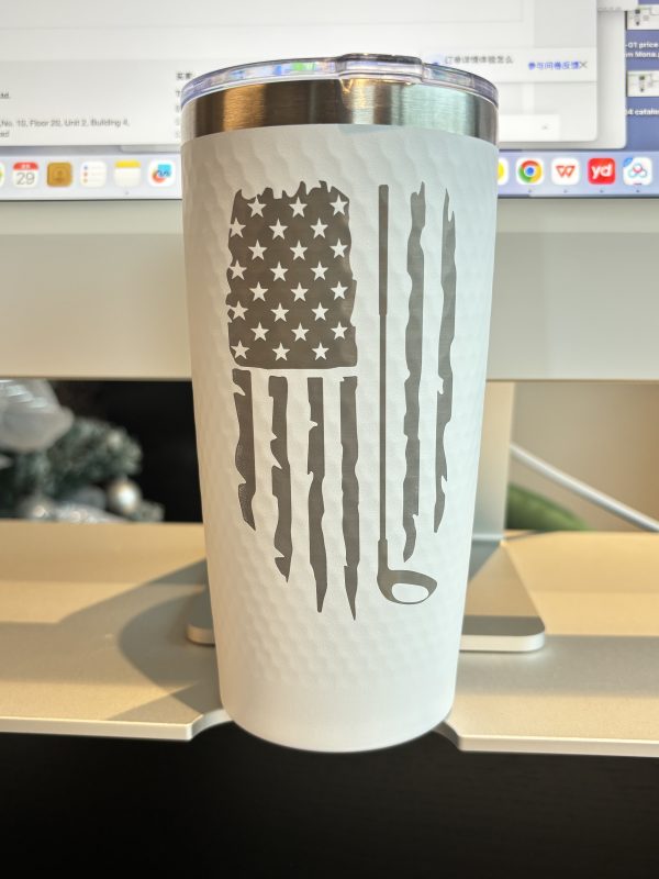 China to USA Sea freight 28 Days 20oz Golf dimple tumbler with magnetic lid Blank Powder Coated Stainless Steel Vacuum Tumbler, Suitable for Laser Engraving & UV Printing