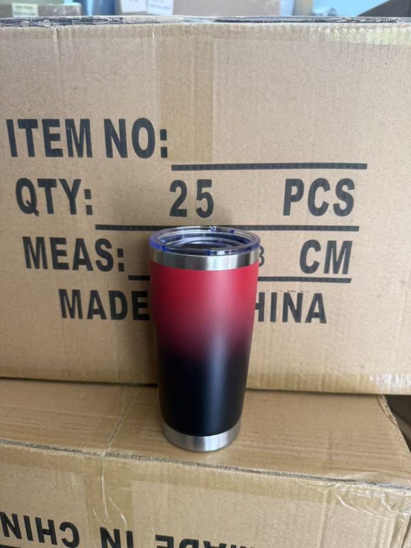 China to USA Sea freight 28 Days 20oz Navyblue/red ombre Stainelsssteel withmagnetic lids Blank Stainless Steel Vacuum Tumbler with Powder Coating, Laser Engravable