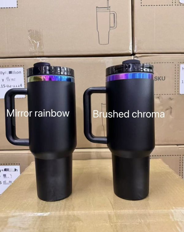 (20 pcs ) US Warehouse 2-7 Day 40oz Chroma burshed (blue and purple) tumbler with handle H2.0 Blank Stainless Steel Vacuum Cup with Powder Coating, Suitable for Laser Engraving