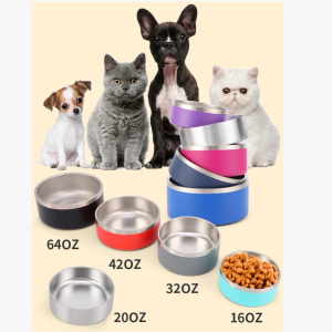China to USA Sea freight 28 Days 18oz/32oz/42oz/100oz Pets Bowl Blank Powder Coated Stainless Steel Pet Bowl Laser Engraving