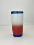 China to USA Sea freight 28 Days 20oz White/red ombre Blue plated tumblers with magnetic lid Powder coating is suitable for laser engraving.