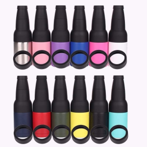 China to USA Sea freight 28 Days 12oz Can cooler 3in1 Beer opener lid and black lid Laser Engraving Powder Coated Vacuum Cooler Tumbler