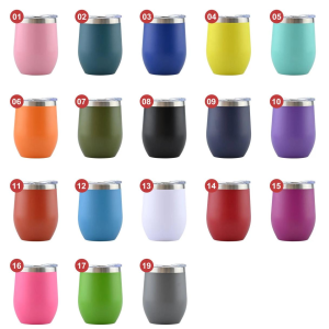 China to USA Sea freight 28 Days 12oz Wine tumblers with Slide lid Laser Engraving Powder Coated Vacuum Tumbler