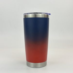 China to USA Sea freight 28 Days 20oz Navyblue/red ombre Stainelsssteel withmagnetic lids Blank Stainless Steel Vacuum Tumbler with Powder Coating, Laser Engravable