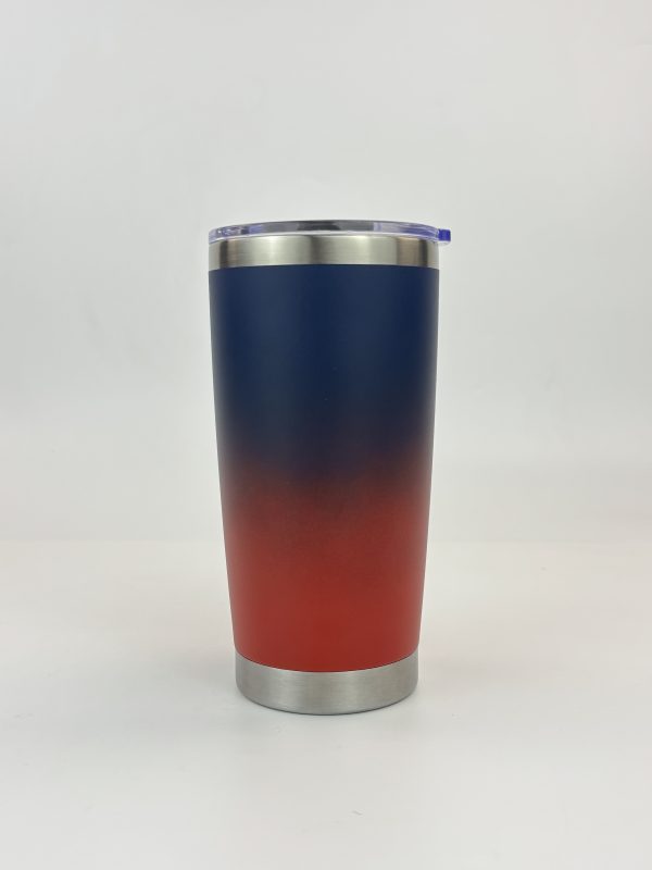 China to USA Sea freight 28 Days 20oz Navyblue/red ombre Stainelsssteel withmagnetic lids Blank Stainless Steel Vacuum Tumbler with Powder Coating, Laser Engravable