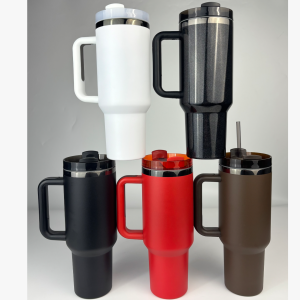 China to USA Sea freight 28 Days 40 oz Black mirror plated tumbler with handle H2.0 Vacuum Tumbler Powder Coated For Laser Engraving