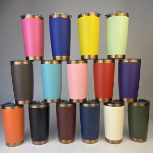 China to USA Sea freight 28 Days 20oz Copper brushed plated with magnetic lids Blank Stainless Steel Vacuum Powder Coated Tumbler, Laser Engravable & UV Printable