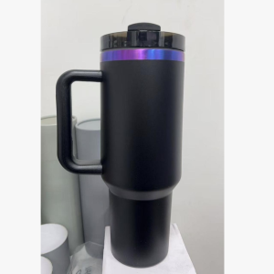 China to USA Sea freight 28 Days 40 oz Chromaburshed (blueand purple) tumbler with handle Vacuum Tumbler Powder Coated For Laser Engraving