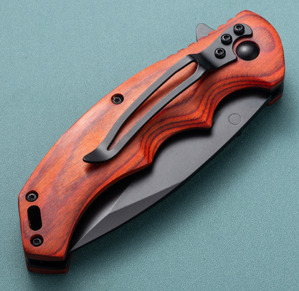 China to USA Sea freight 28 Days Rosewood Mini Knife High Hardness Multi-Functional Mini Folding Knife with Solid Wood Handle, Portable for Camping Laser Engraving