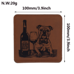 China to USA FedEx 9 days Blank PU anti-slip leather coasters, square and round, 100x100mm Wholesale mixed colors perfect for Laser engraving
