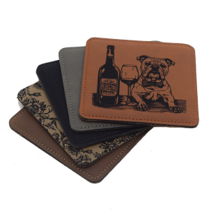 China to USA FedEx 9 days Blank PU anti-slip leather coasters, square and round, 100x100mm Wholesale mixed colors perfect for Laser engraving