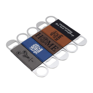 China to USA FedEx 9 days Blank PU Leather Metal Bottle Opener, Double-Sided Laser Engraving