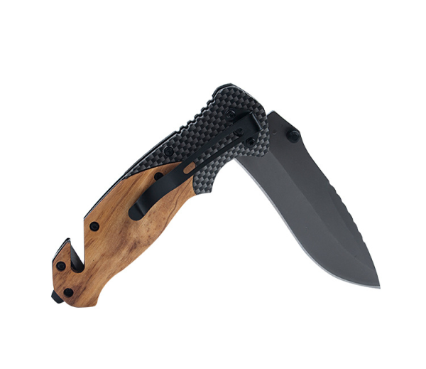 China to USA Sea freight 28 Days X50 folding knife Titanium Coated Multi-Functional Folding Survival Knife, Carbon Fiber Wood Handle Laser Engraving