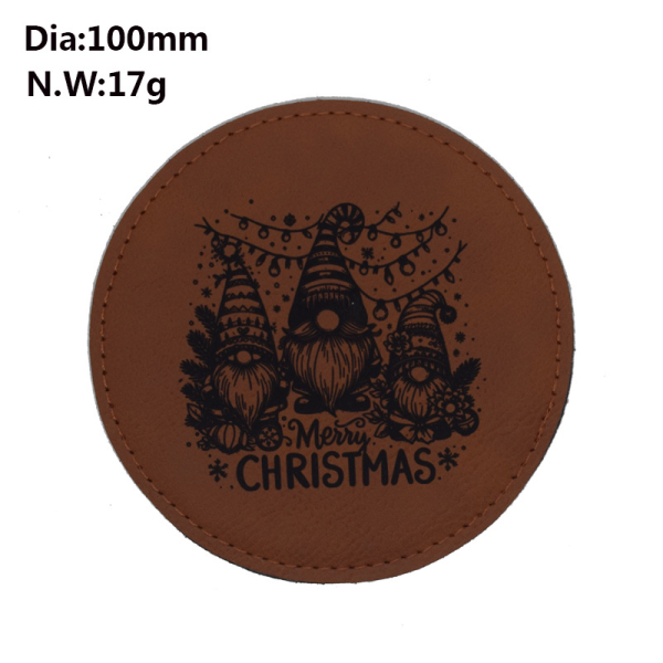 China to USA FedEx 9 days Blank PU anti-slip leather coasters, square and round, 100x100mm Wholesale mixed colors perfect for Laser engraving