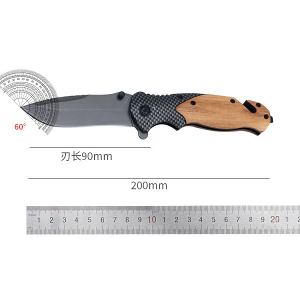 China to USA Sea freight 28 Days X50 folding knife Titanium Coated Multi-Functional Folding Survival Knife, Carbon Fiber Wood Handle Laser Engraving