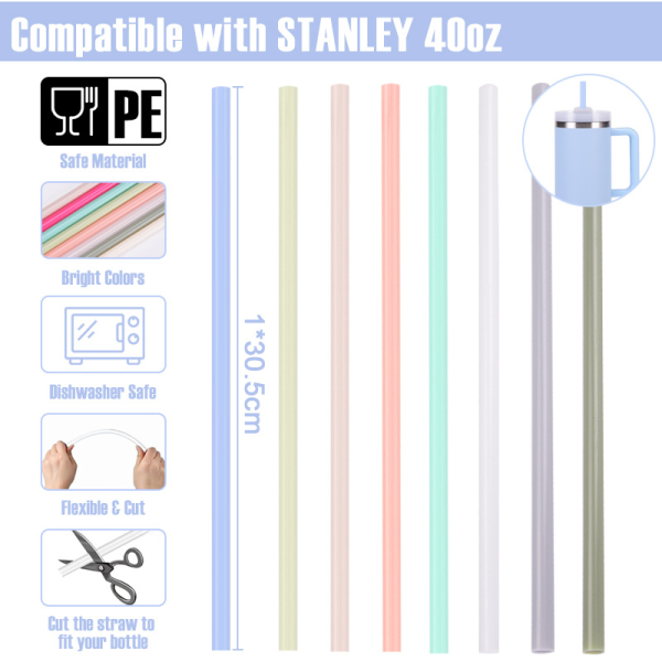 China to USA Sea freight 28 Days plastic straw 1×30.5cm Plastic Straws for 40oz Handle Tumblers & 1×18.5cm Plastic Straws for Owala Water Bottles