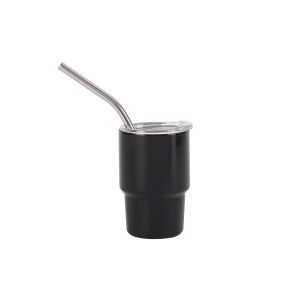 China to USA Sea freight 28 Days 3oz Gloss Coated Mini Shot Glasses Blank Double Wall Vacuum Stainless Steel Mini Cup with Stainless Steel Lid & Straw Laser Engraving