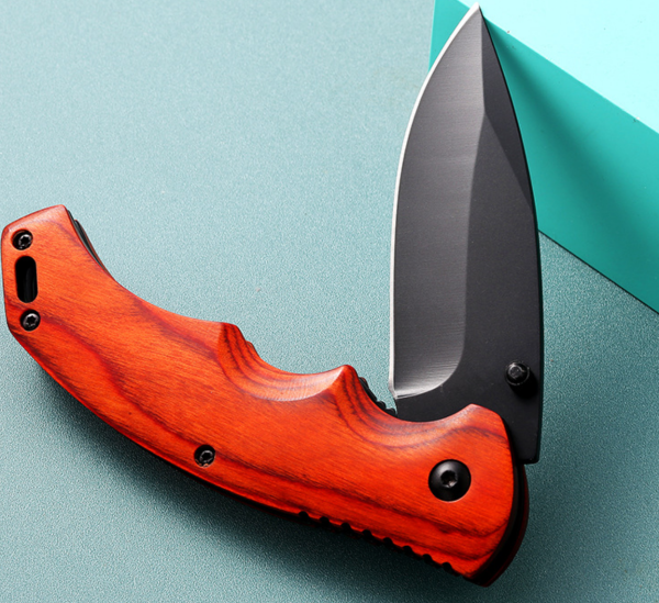 China to USA Sea freight 28 Days Rosewood Mini Knife High Hardness Multi-Functional Mini Folding Knife with Solid Wood Handle, Portable for Camping Laser Engraving