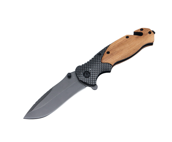 China to USA Sea freight 28 Days X50 folding knife Titanium Coated Multi-Functional Folding Survival Knife, Carbon Fiber Wood Handle Laser Engraving
