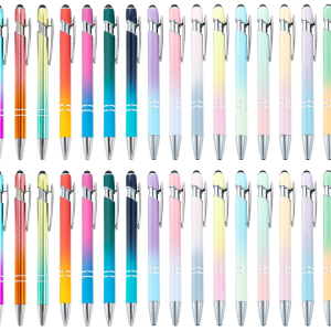 China to USA Sea freight 28 Days Rainbow pens Blank Metal Barrel Ballpoint Pen with Touch Stylus Cap, Custom Logo Available for Laser Engraving & UV Printing