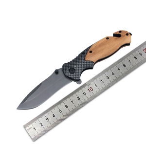 China to USA Sea freight 28 Days X50 folding knife Titanium Coated Multi-Functional Folding Survival Knife, Carbon Fiber Wood Handle Laser Engraving