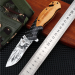 China to USA Sea freight 28 Days X50 folding knife Titanium Coated Multi-Functional Folding Survival Knife, Carbon Fiber Wood Handle Laser Engraving
