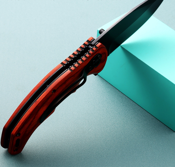 China to USA Sea freight 28 Days Rosewood Mini Knife High Hardness Multi-Functional Mini Folding Knife with Solid Wood Handle, Portable for Camping Laser Engraving