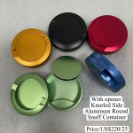 China to USA FedEx 9 days With opener Knurled Side Aluminum Round Snuff Container Blank metal tins perfect for laser engraving.