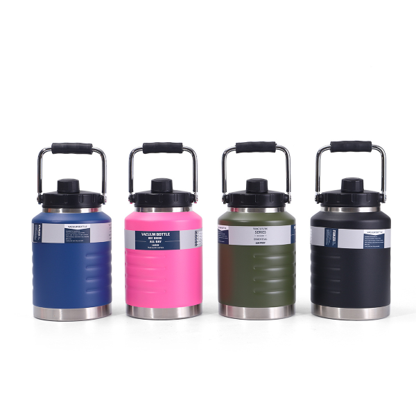 China to USA Sea freight 28 Days 1600ml / 2100ml Large Capacity Stainless Steel Water Bottle with Handle, Powder Coated Outdoor Sports Tumbler, Blank for Laser Engraving