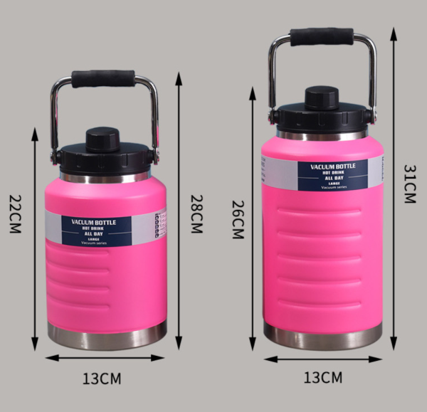 China to USA Sea freight 28 Days 1600ml / 2100ml Large Capacity Stainless Steel Water Bottle with Handle, Powder Coated Outdoor Sports Tumbler, Blank for Laser Engraving