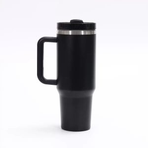 US Warehouse 2-7 Days 40oz H2.0 Handle Tumbler Black Stainless Steel Powder Coated | Laser Engraving & UV Print Blank, 20pcs Per Carton