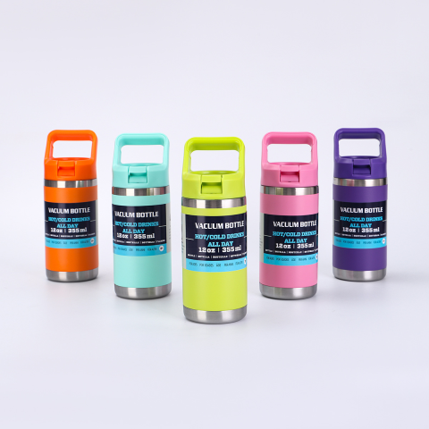 China to USA Sea freight 28 Days 12oz Kids handle lid water bottle Blank Powder Coated Vacuum Stainless Steel Tumbler Laser engraving