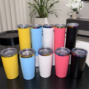 China to USA Sea freight 28 Days 20oz Rainbow mirror plated coffee tumbler with Slide lid/20 OZ Rainbow base skinny tumblers with Slide lid Blank Cold Powder Coated Vacuum Stainless Steel Tumbler, Laser Engravable & UV Printable