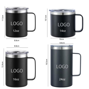 China to USA Sea freight 28 Days 12oz/14oz/16oz/24oz Coffee handle mug Laser Engraving Powder Coated Vacuum Tumbler