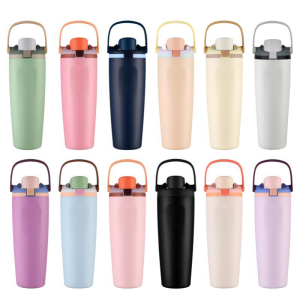 China to USA Sea freight 28 Days 30 oz/40 oz New 2in1 handle lid water bottles Laser Engravable Powder Coat Vacuum Tumbler
