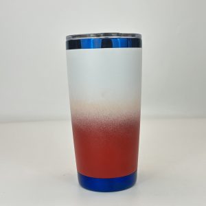 China to USA Sea freight 28 Days 20oz White/red ombre Blue plated tumblers with magnetic lid Powder coating is suitable for laser engraving.