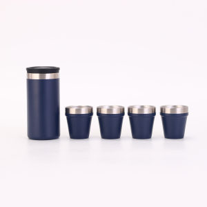 China to USA Sea freight 28 Days Insulated Stainless Steel Shot Glass Set | 4 Pcs 1.7oz (50ml) Shot Cups + 7oz (207ml) Carrying Canister, Blank In‑Stock, Mix‑Colors Available, Laser Engravable & UV‑Printable, Ideal for Camping & Gifting Spirits